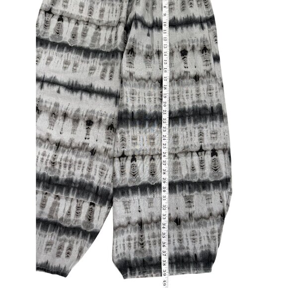 Bryn Walker Wide-Leg Crop Lantern Pants Linen Pull-On Gray Black Print Size XL - Picture 6 of 9